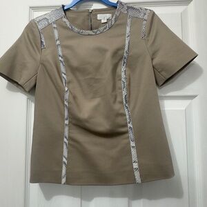 Carlisle Tan Blouse with Snakeskin Details